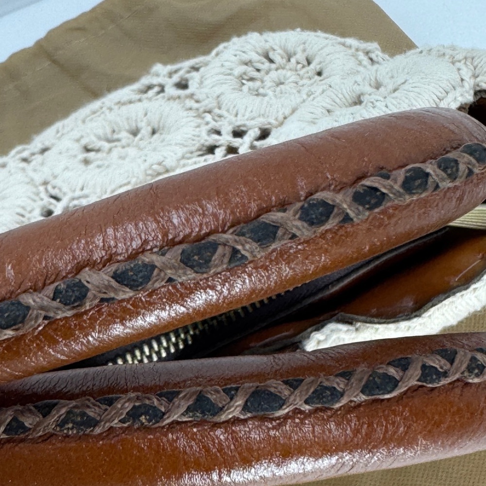 Patricia Nash Vobbia Crochet & Leather Top Handle Bag w/ Dust Bag | Boho - Picture 5 of 6